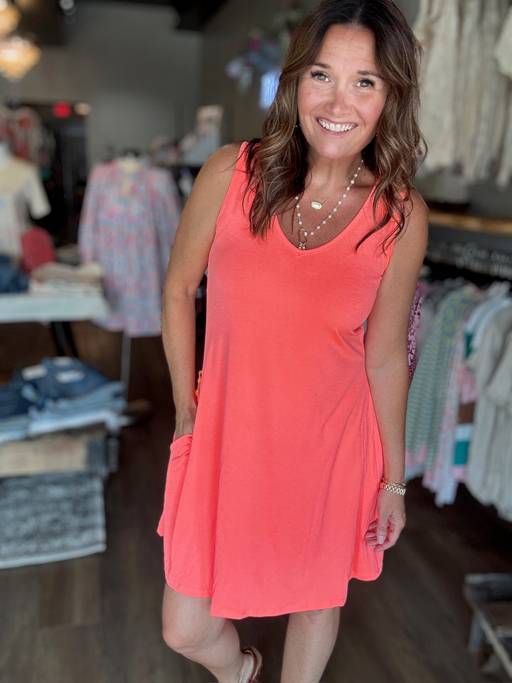 Hot Coral Mini Dress