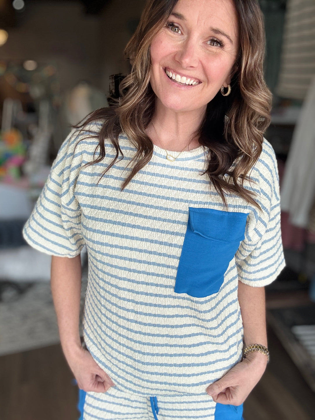 Spring Blue Striped Set
