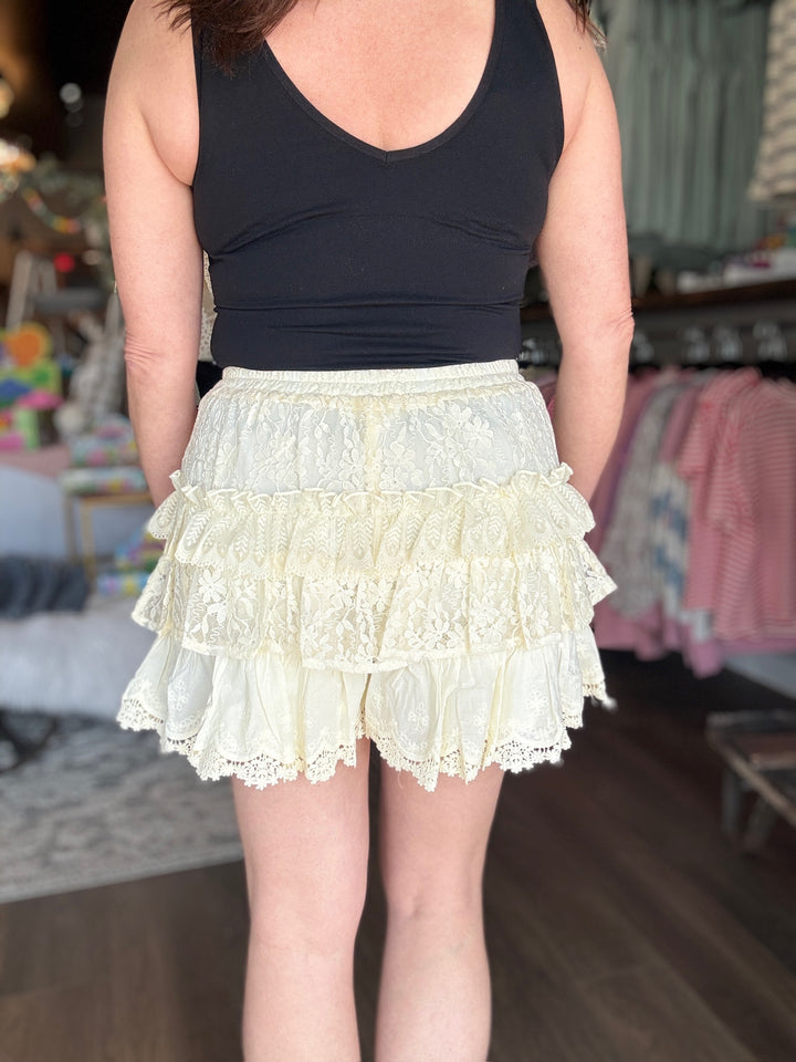 Lace Ruffle Up Shorts