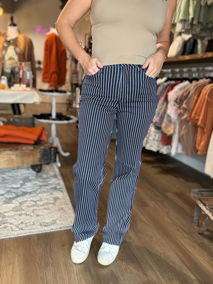 Judy Blue Striped Straight Jeans