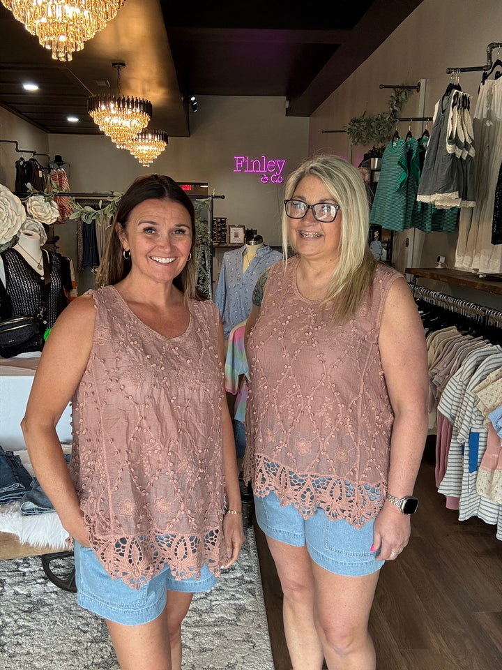 Blush Bloom Lace Tank