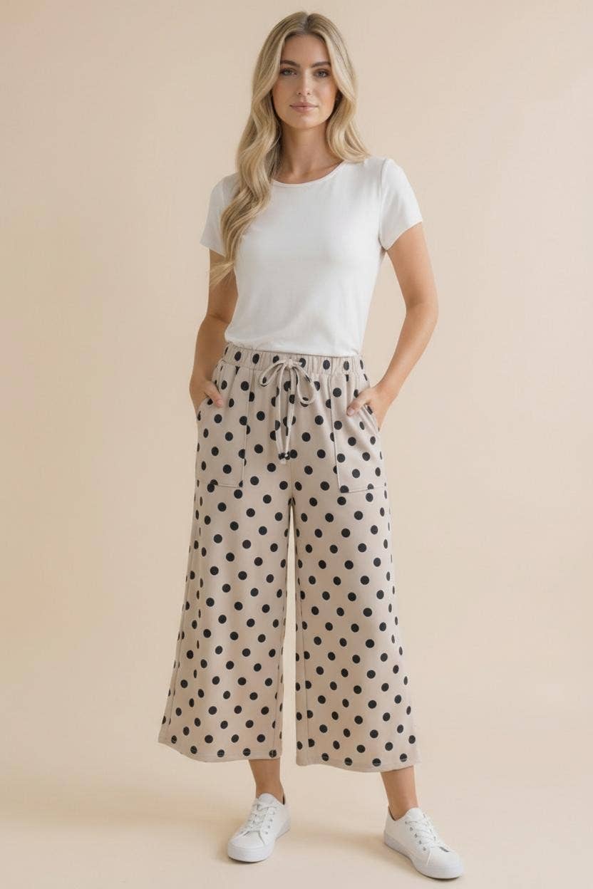 Elastic Waist Polka Dot Pants