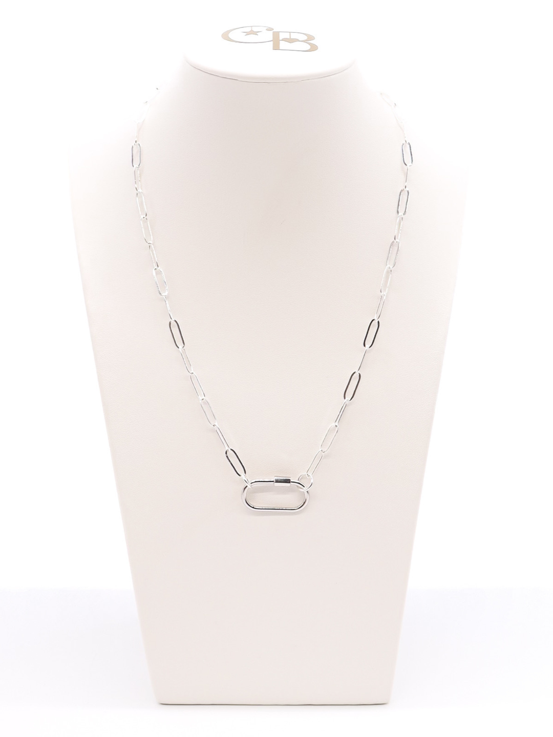 Silver Ashley Necklace with Piper Carabiner 18"