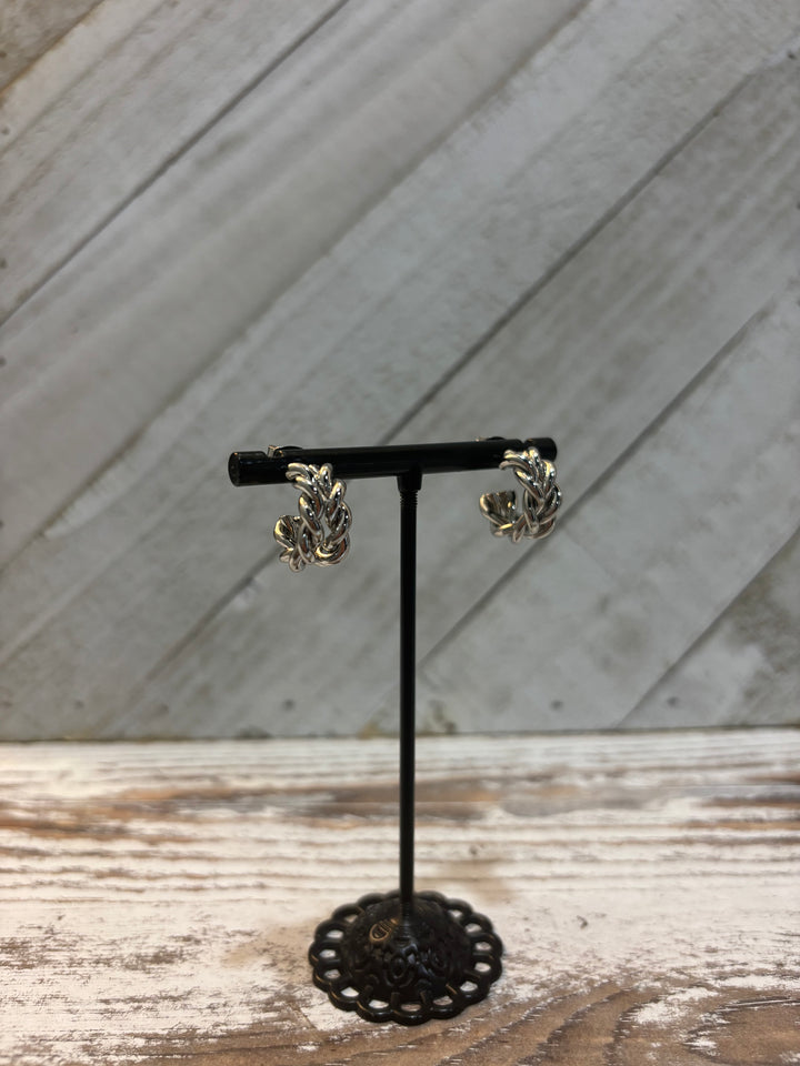 Silver Braided Hoops
