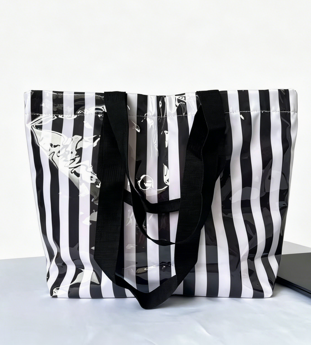 Color Block Striped Tote Bag Shoulder Waterproof Beach Bag