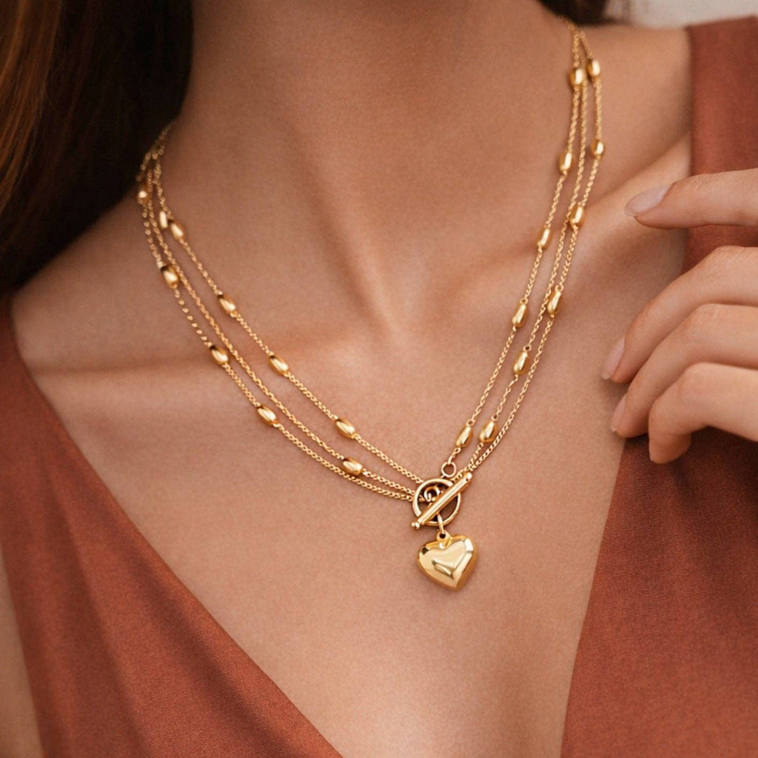 18K Gold Plated Waterproof Stainless Steel Chain Necklace - 6989