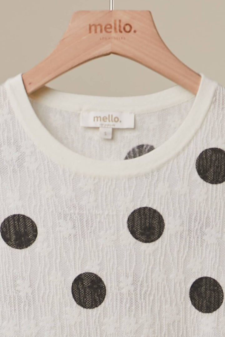 Textured Polka Dot Cap Sleeve Top
