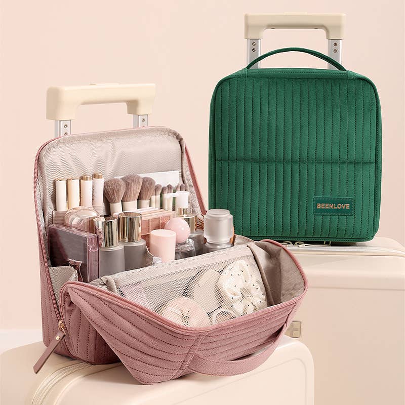 Solid Color Standing Travel Makeup & Toiletry Bag