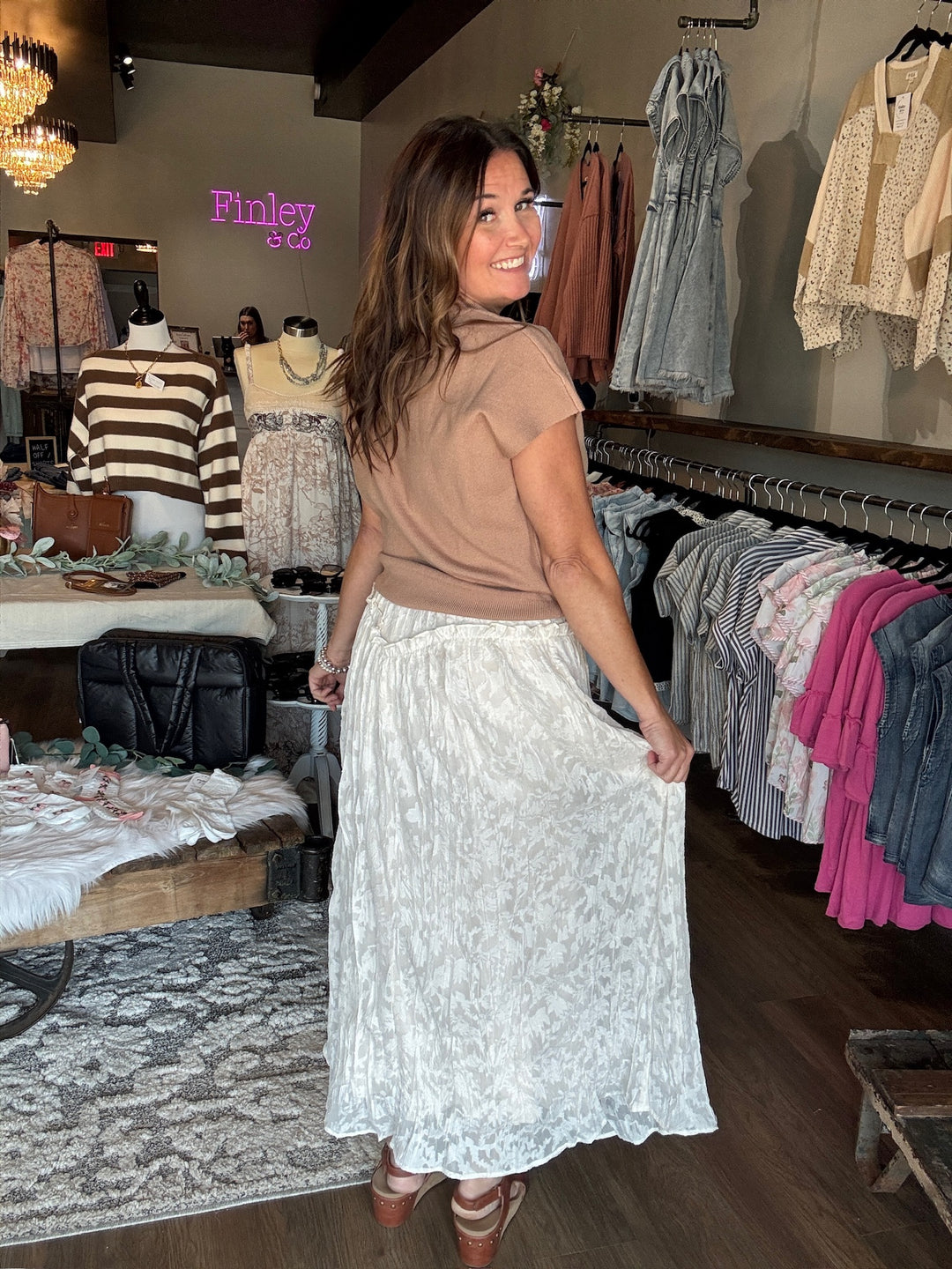 Floral Textured Maxi Skirt