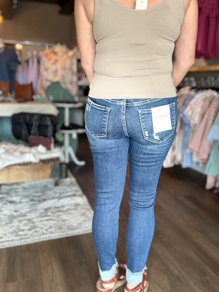 Lovervet Mid Rise Cuffed Skinny Jeans
