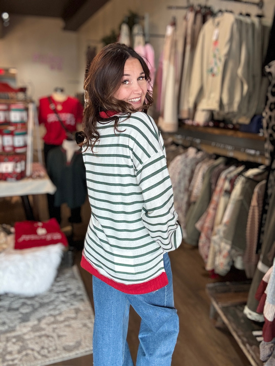 Christmas Spirit Striped Top