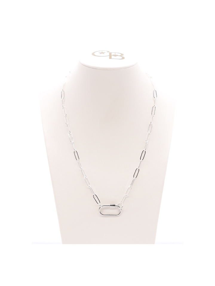 Silver Ashley Necklace with Piper Carabiner 18"
