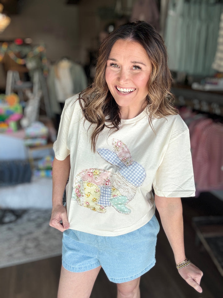 Spring Patchwork Bunny Tee