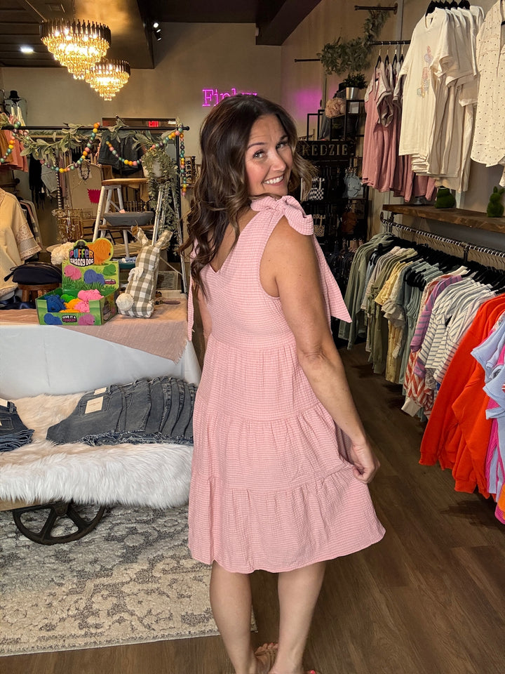 Summer Shoulder Tie Tiered Dress