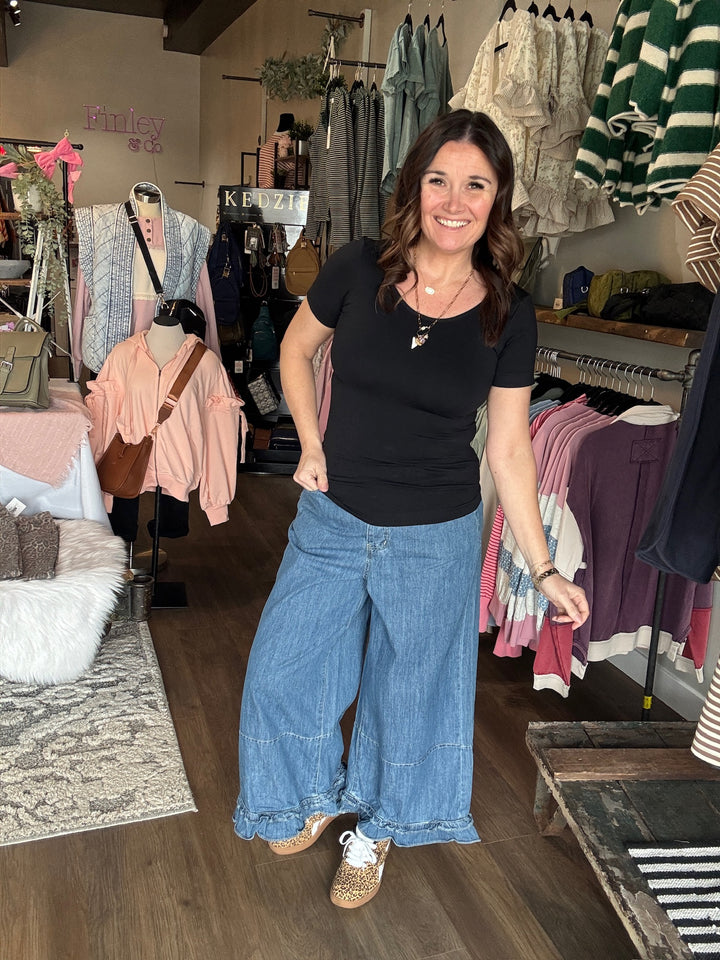 Wide Leg Denim Bloomer Jeans