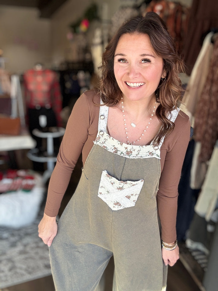 Vintage Green Patchwork Jumpsuit