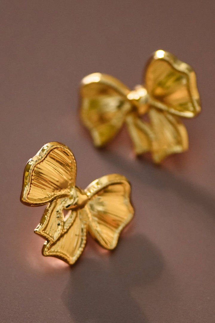 Gold Bow Stud Earings
