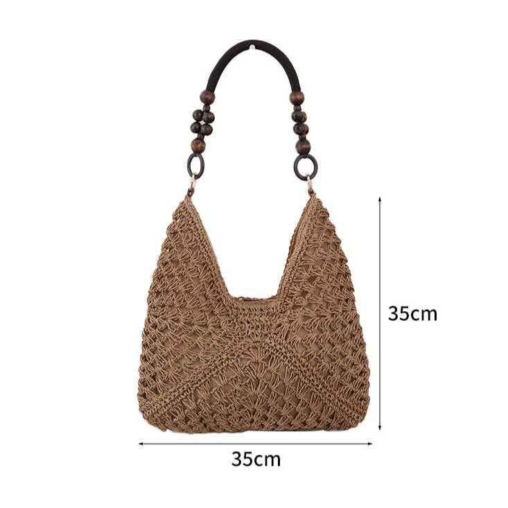 Boho Beach Vacation Straw Woven Shoulder Bag