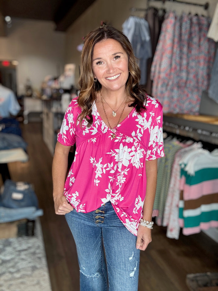 Hot Pink Floral Top