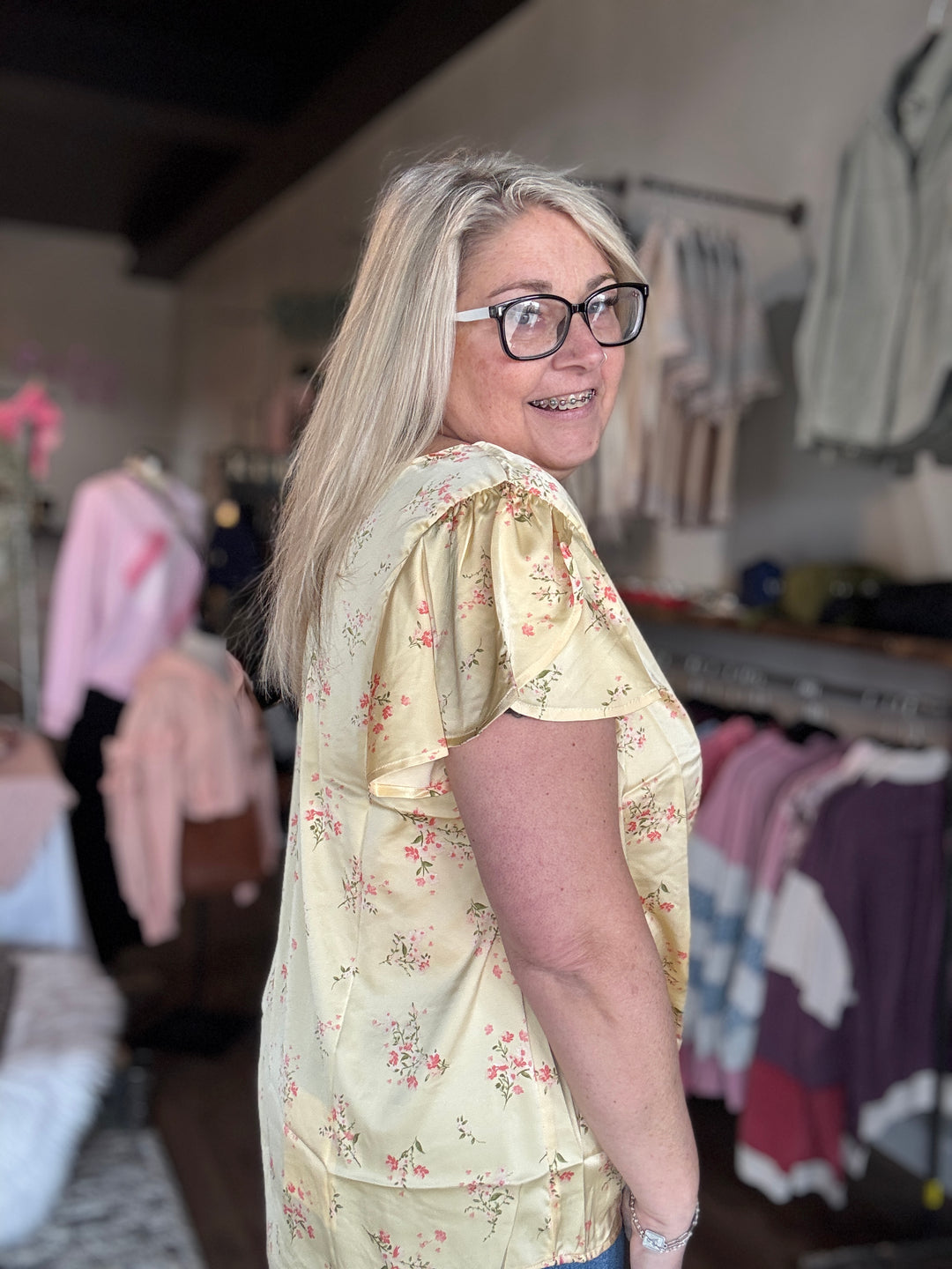 Buttercream Floral Scalloped Top