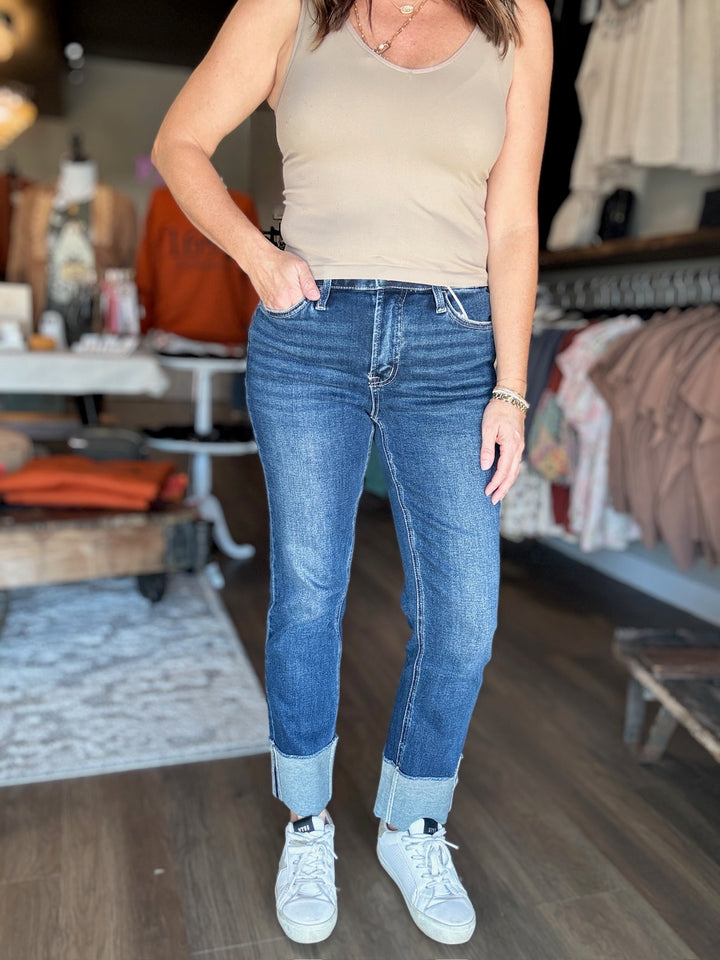 Lovervet Slim Straight Cuff Crop Jeans
