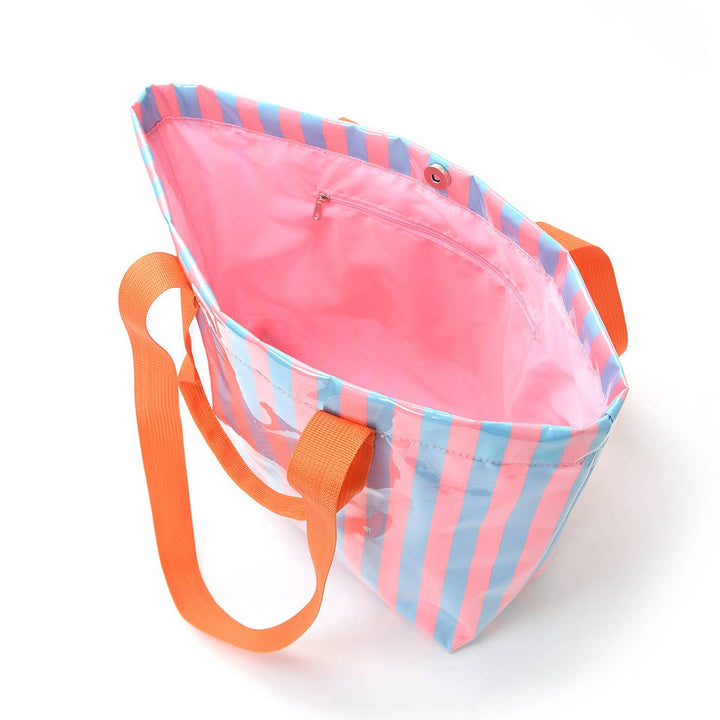 Color Block Striped Tote Bag Shoulder Waterproof Beach Bag