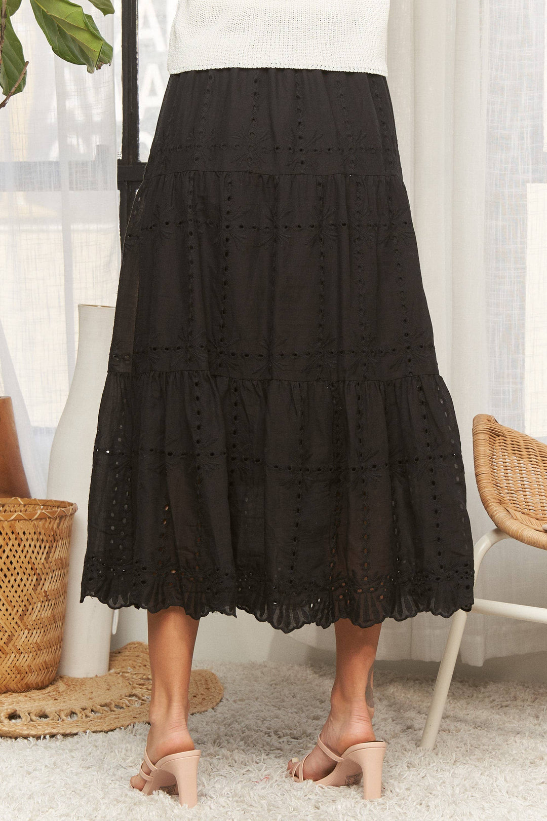 TIERED MIDI SKIRT- LES4074