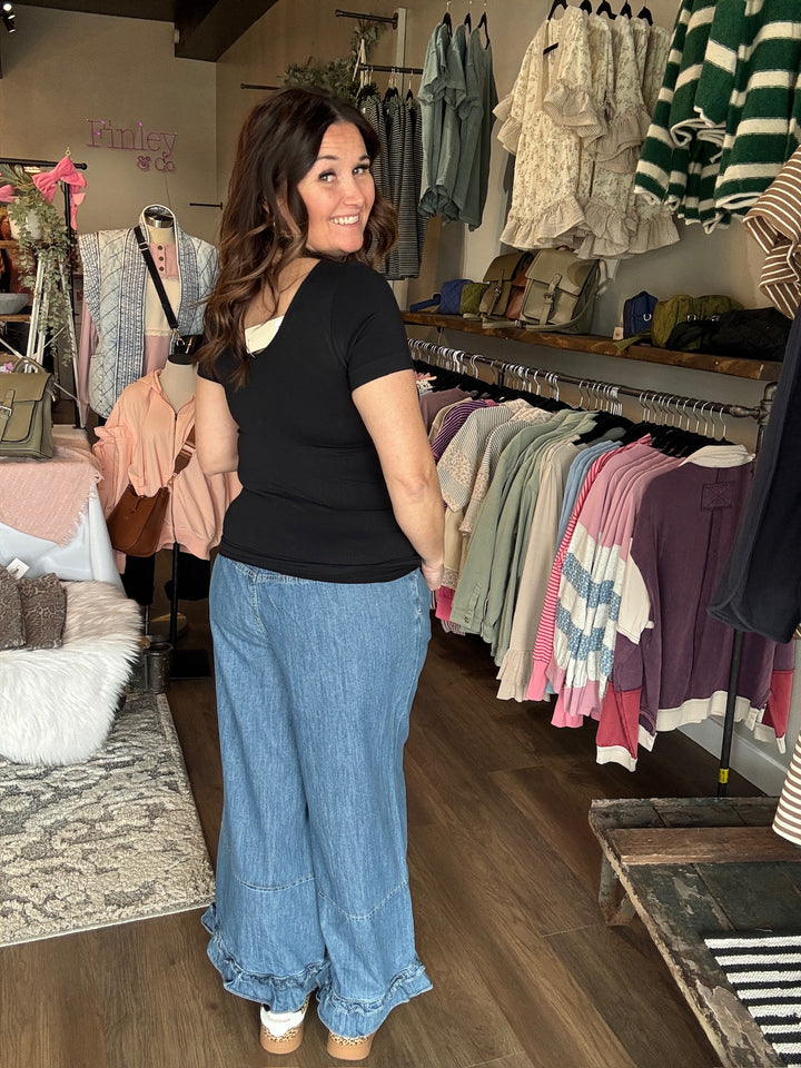 Wide Leg Denim Bloomer Jeans