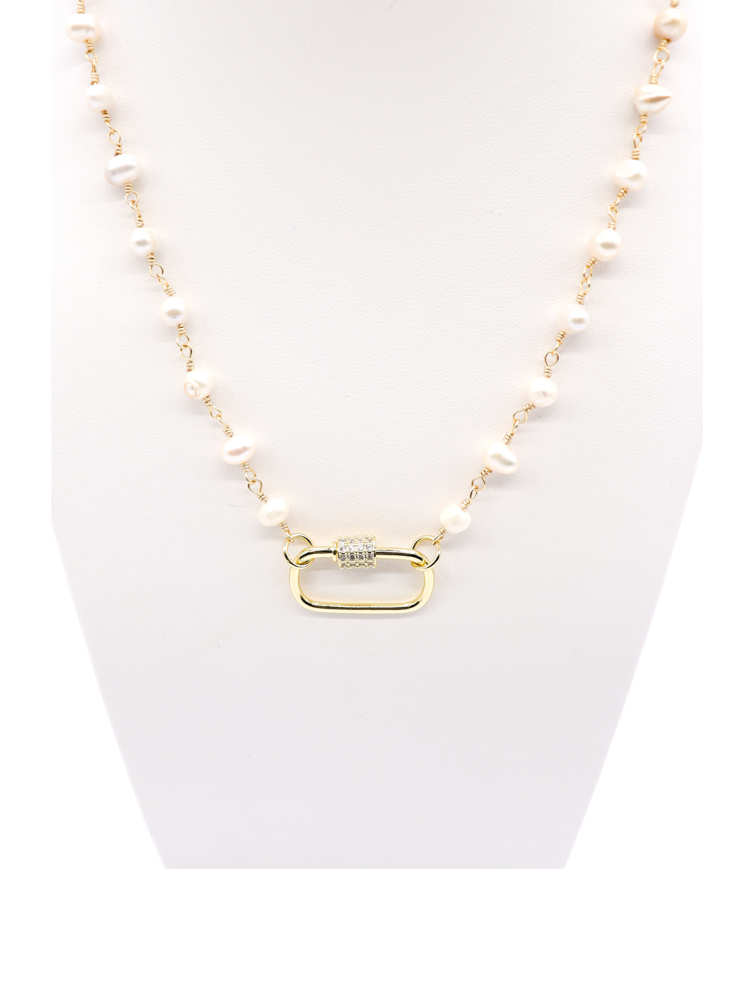 Gold Beth Charm Necklace with Large Gabi Carabiner