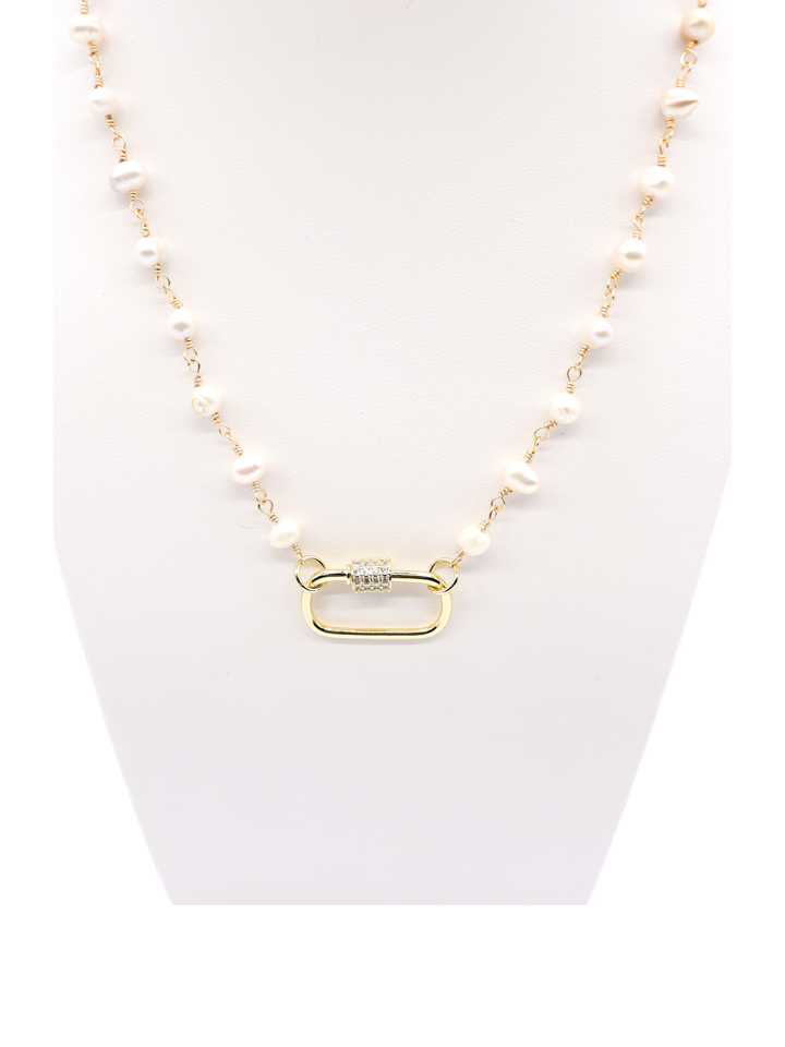 Gold Beth Charm Necklace with Large Gabi Carabiner