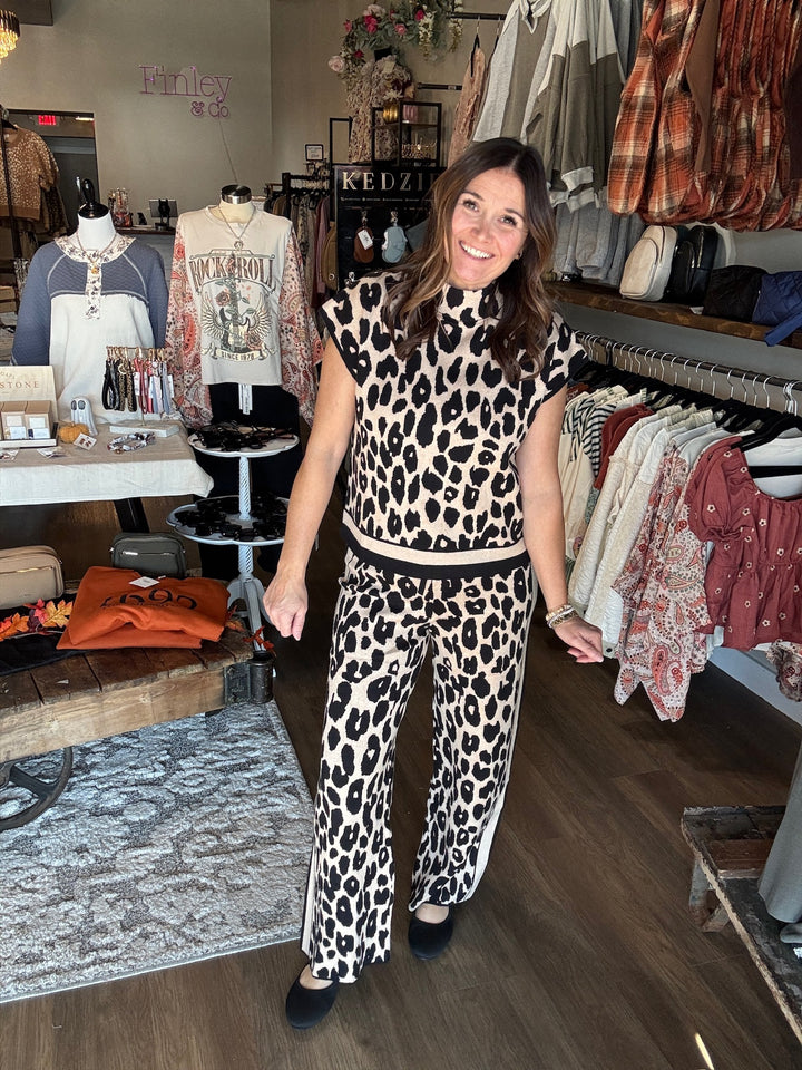 Leopard Print Knit Sweater Top