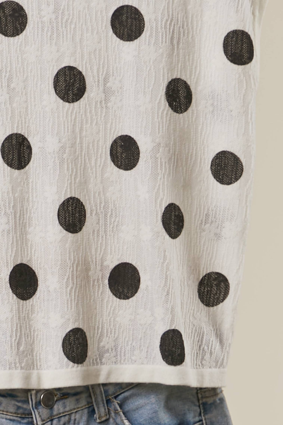 Textured Polka Dot Cap Sleeve Top