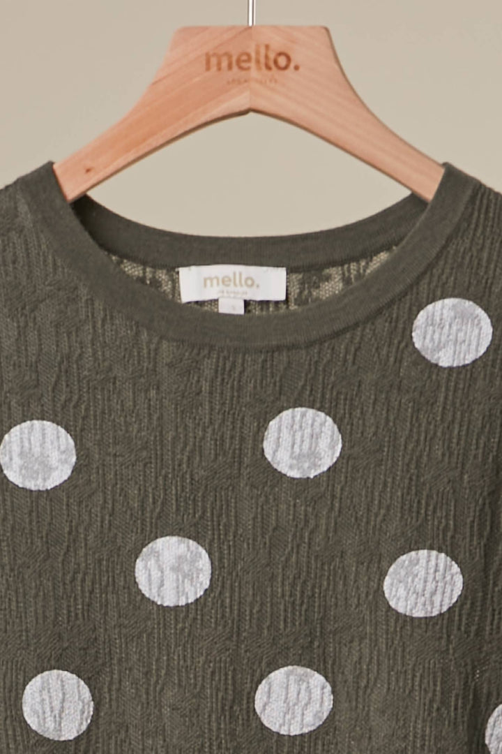 Textured Polka Dot Cap Sleeve Top