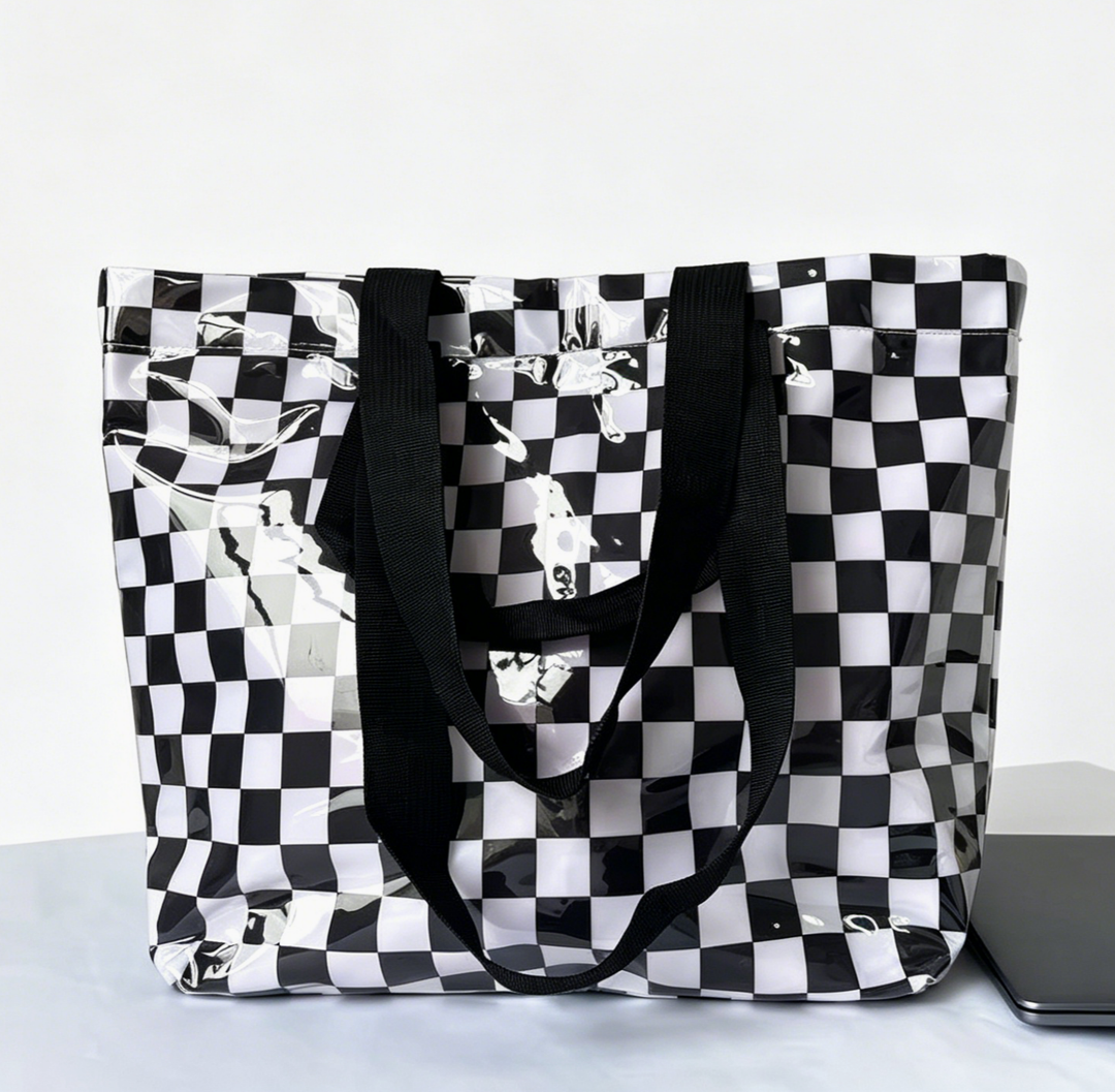 Color Block Striped Tote Bag Shoulder Waterproof Beach Bag
