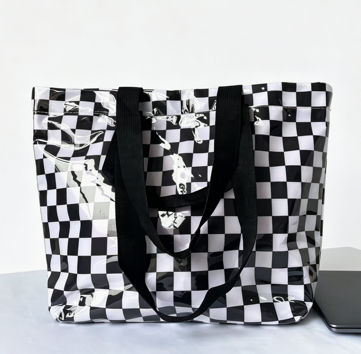 Color Block Striped Tote Bag Shoulder Waterproof Beach Bag