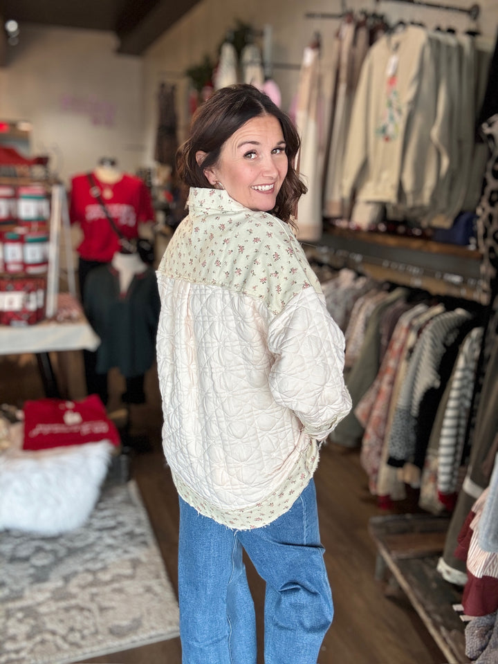 Floral Printed Contrast Jacket