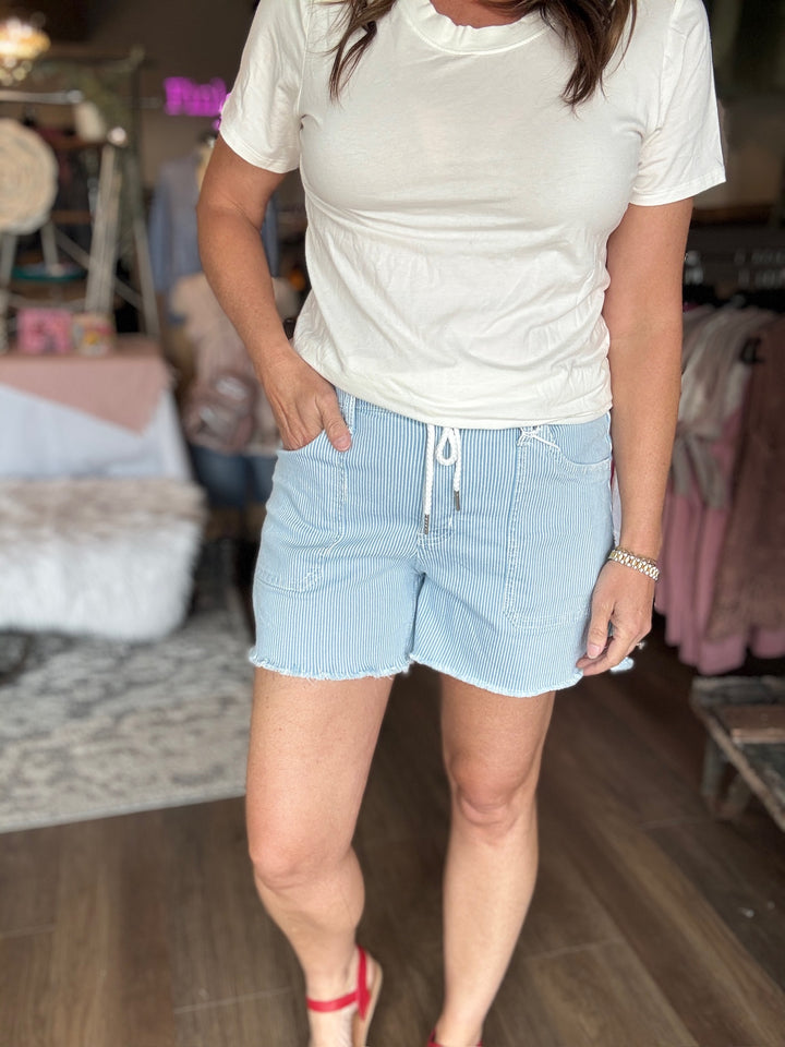 Lovervet Striped Drawstring Shorts