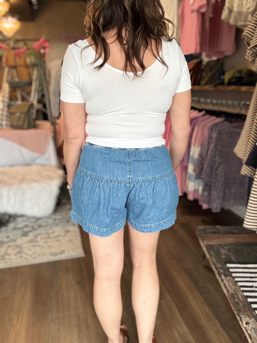 Spring Pleated Denim Shorts
