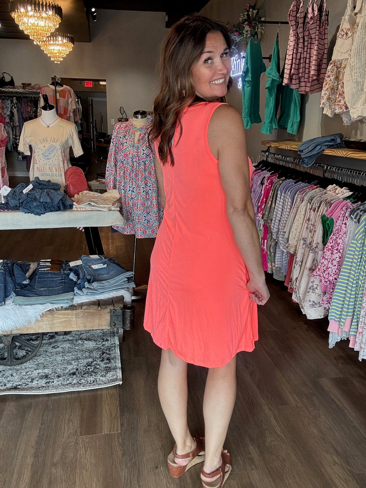 Hot Coral Mini Dress