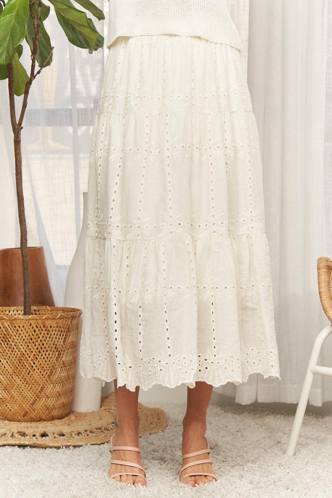 TIERED MIDI SKIRT- LES4074