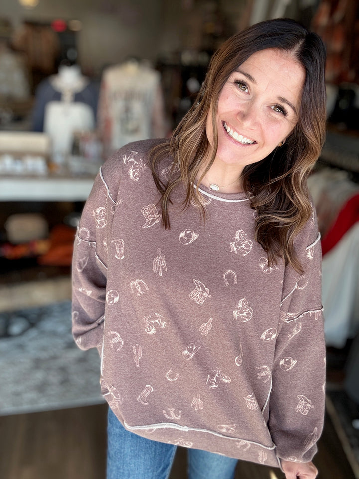 Wild West Brown Crewneck