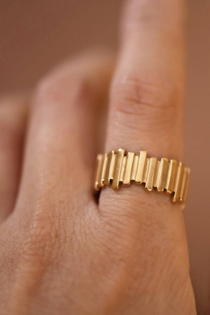 18K Gold Plated Waterproof Stainless Steel Ring - 7869