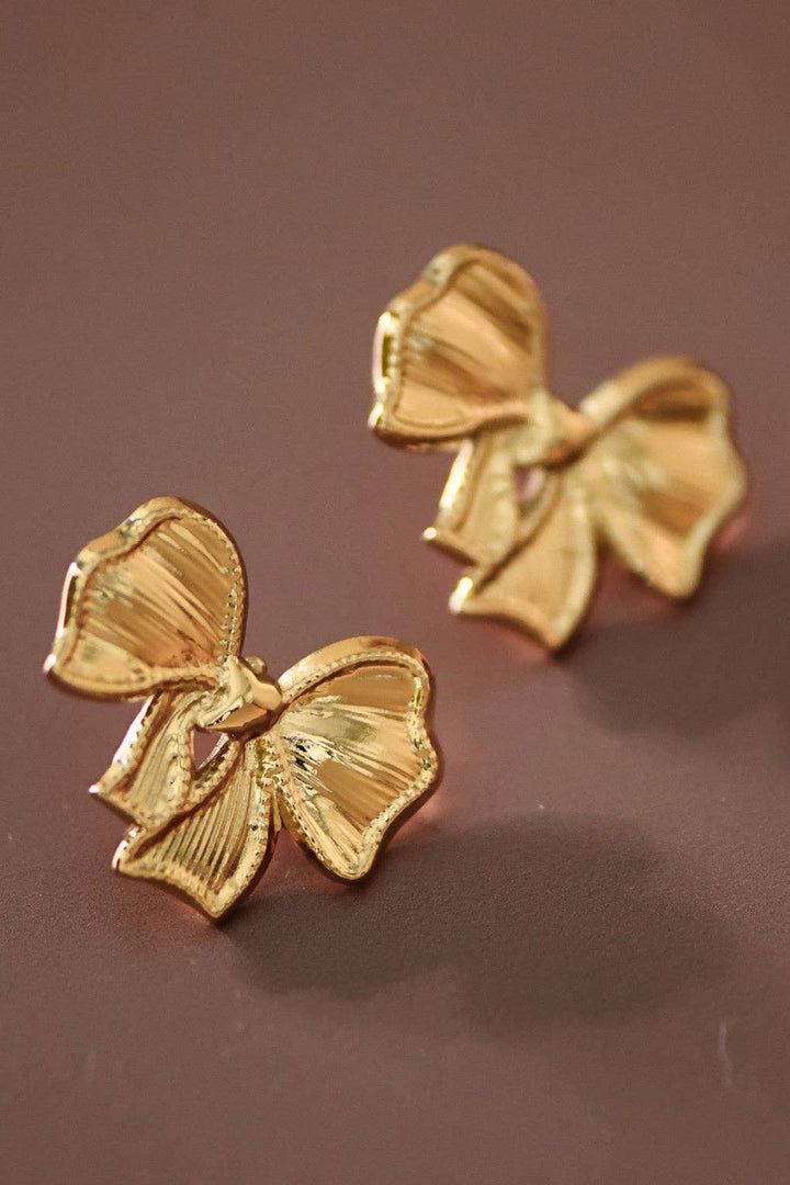 Gold Bow Stud Earings