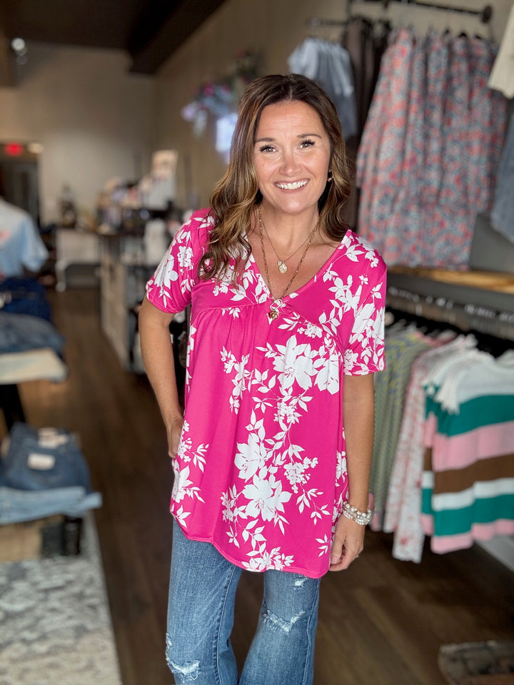 Hot Pink Floral Top