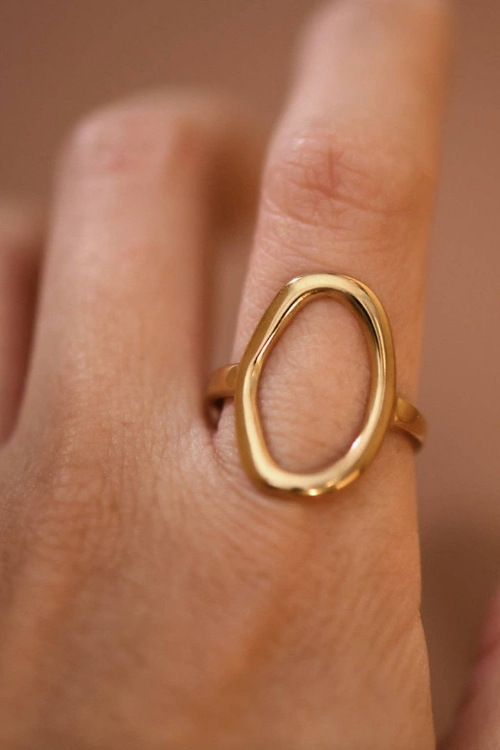 18K Gold Plated Waterproof Stainless Steel Ring - 7868