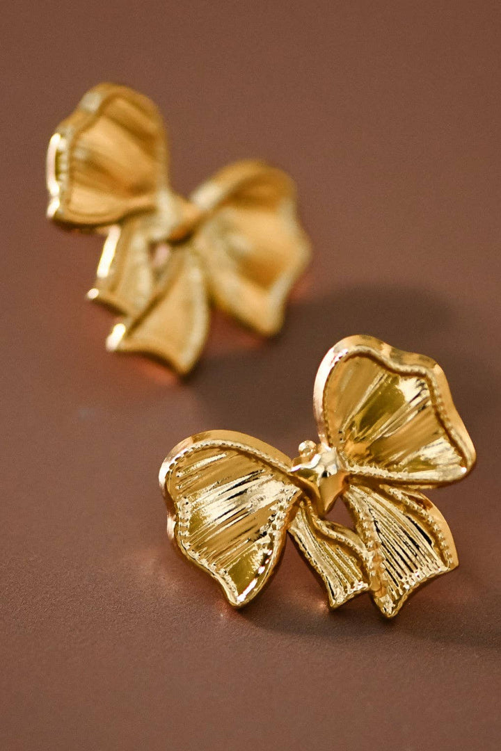 Gold Bow Stud Earings