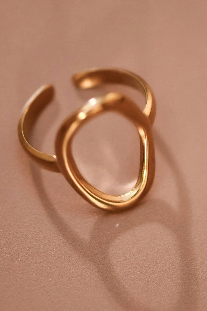 18K Gold Plated Waterproof Stainless Steel Ring - 7868