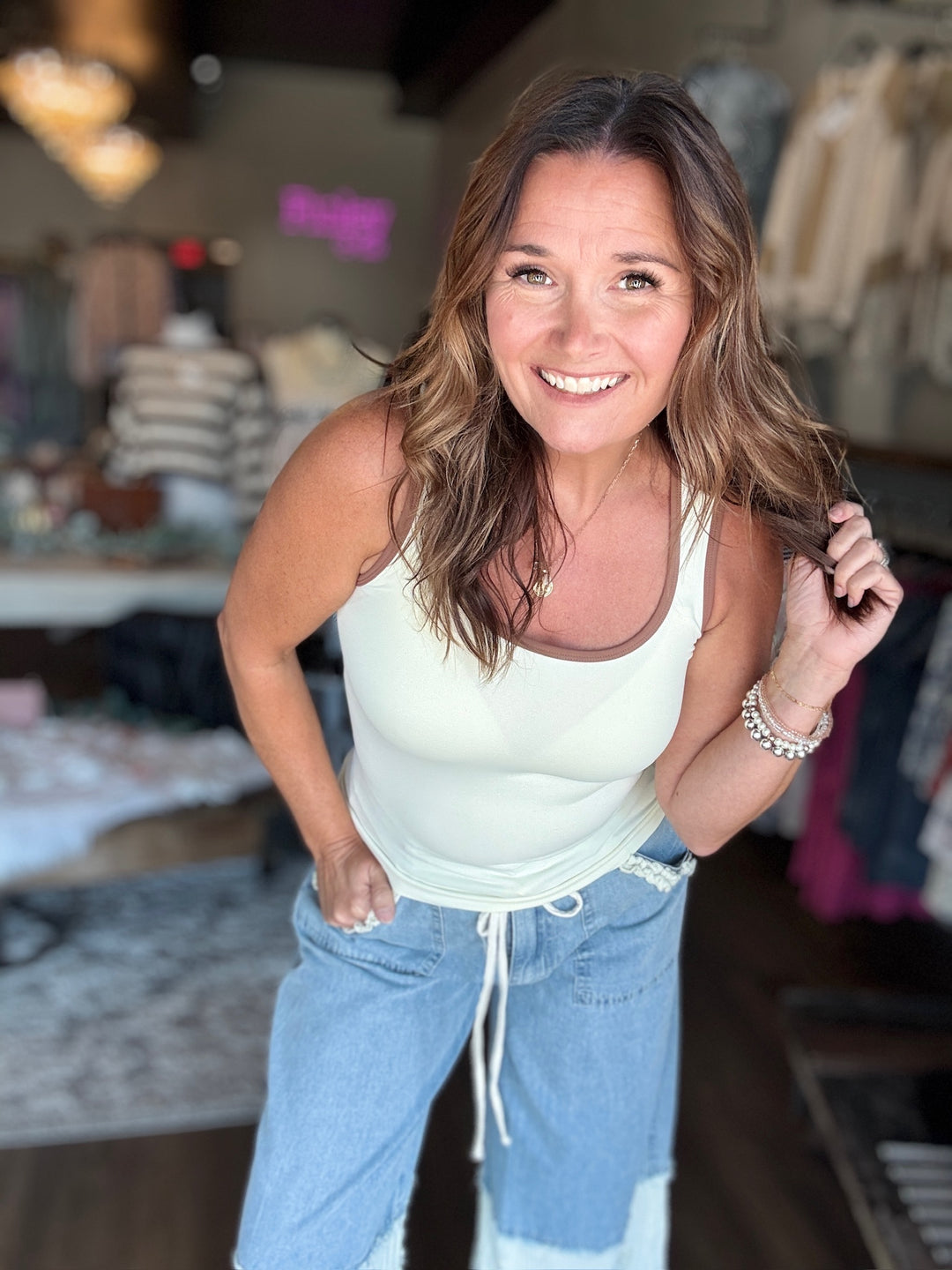 Two Tone Round Neck Tanks