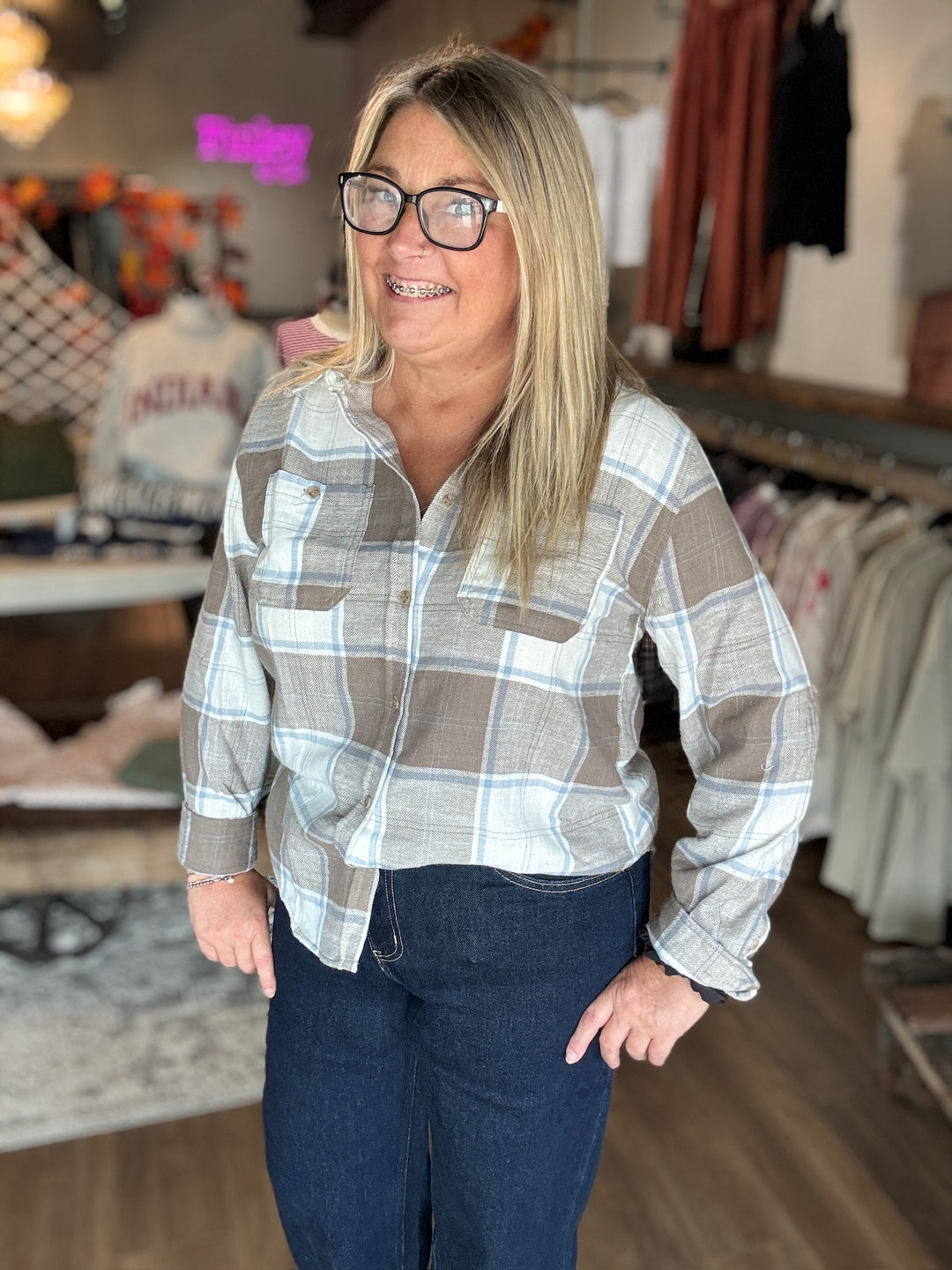 Fall Flannel Button-Down Shirt