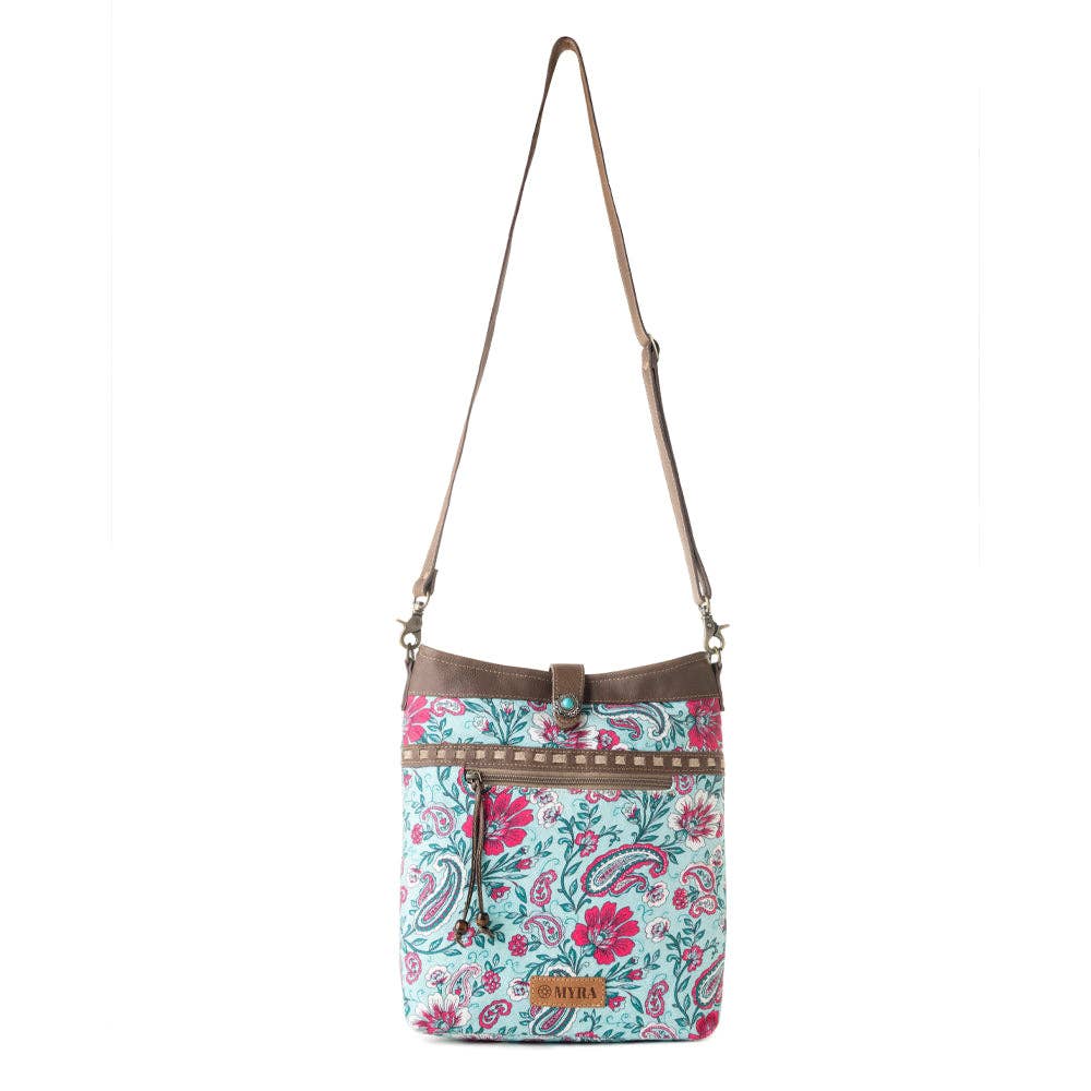 Aspendale upcycled canvas Bag for Women Blue with leather details